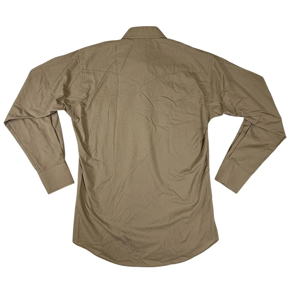 Vintage Flying Ranchwear Ruddock Tan Long Sleeve Western Pearl Snap Shirt Medium